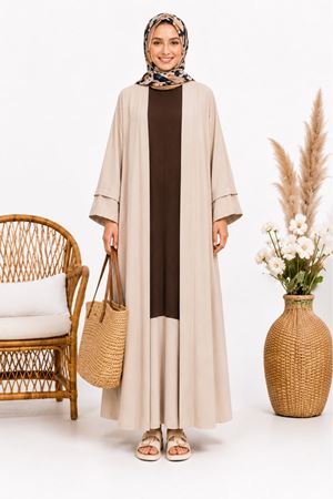 Kadın çit renkli kolsuz elbise tam boy kimono ikili yazlık takım ALA070