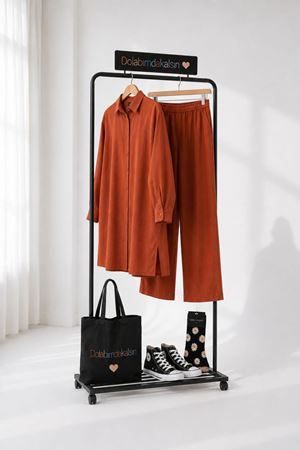 Kadın oversize gömlek pantolon ikili tesettür takım TG014