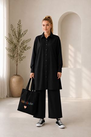 Kadın oversize gömlek pantolon ikili tesettür takım TG014