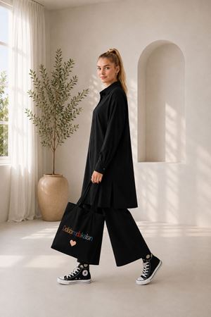 Kadın oversize gömlek pantolon ikili tesettür takım TG014