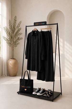 Kadın oversize gömlek pantolon ikili tesettür takım TG014