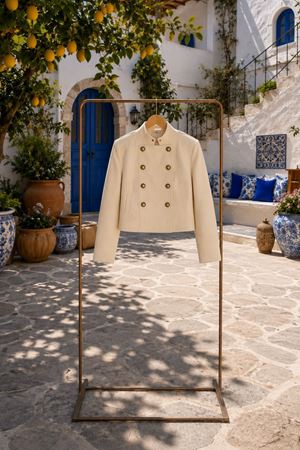 Kadın gold düğme detaylı fermuarlı kısa blazer ceket EFL015
