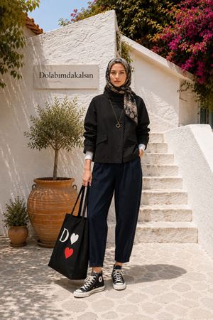 Kadın dik yaka düğmeli kısa cepli oversize kaban EFL022 (STD-36-42)