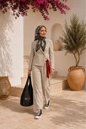 Kadın kısa blazer ceket bol paça pantolon ikili takım EFL020