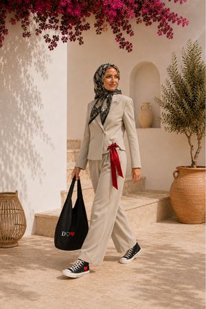 Kadın kısa blazer ceket bol paça pantolon ikili takım EFL020