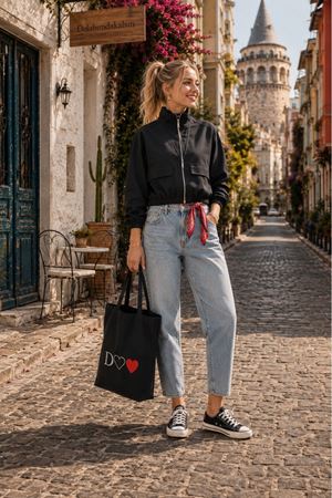 Kadın fermuarlı dik yaka oversize bomber ceket EFL022