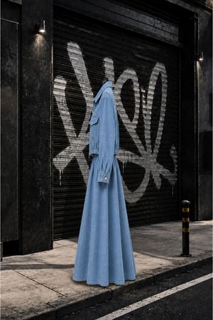 Fermuarlı ceketli denim uzun etek takım TG026