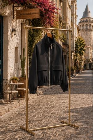 Kadın fermuarlı dik yaka oversize bomber ceket EFL022