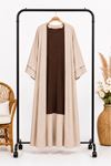Kadın çit renkli kolsuz elbise tam boy kimono ikili yazlık takım ALA070