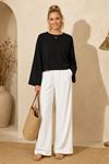Kadın siyah oversize düşük omuz bisiklet yaka basic bluz TG006
