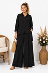 Kadın oversize gömlek ve bol paça pantolon ikili takım ALA071