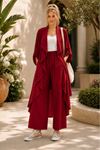 Kadın volanlı hırka geniş paça pantolon yeni sezon oversize takım ALA097 ( STD - 36-46 )