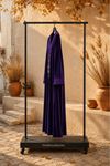 Kadın V yaka nakış detaylı oversize otantik kadife elbise ALA101 ( STD - 36-46 )