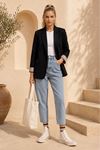 Kadın klasik yaka uzun kollu krep kumaş blazer ceket DKEF003