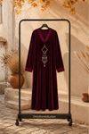 Kadın V yaka nakış detaylı oversize otantik kadife elbise ALA101 ( STD - 36-46 )
