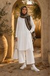 Kadın tesettür nakış detaylı düğmeli tunik pantolon ikili takım ALA098 ( STD - 36-46 )