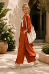 Kadın volanlı hırka geniş paça pantolon yeni sezon oversize takım ALA097 ( STD - 36-46 )
