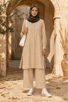 Kadın tesettür nakış detaylı düğmeli tunik pantolon ikili takım ALA098 ( STD - 36-46 )