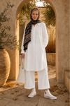 Kadın tesettür nakış detaylı düğmeli tunik pantolon ikili takım ALA098 ( STD - 36-46 )