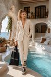 Kadın fırfır detaylı blazer ceket pantolon ikili premium takım DKHF009