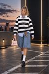 Kadın oversize çizgili yakalı kadın sweatshirt DKHF040