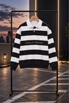 Kadın oversize çizgili yakalı kadın sweatshirt DKHF040