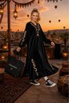 Kadın nakış detaylı kadife uzun kaftan elbise ALA111 ( STD-36-46 )