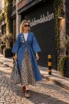 Kadın kot kimono uzun kuşaklı ceket TG028