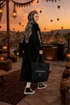Kadın nakış detaylı kadife uzun kaftan elbise ALA111 ( STD-36-46 )