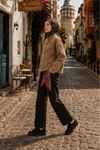 Hakim yaka tokalı oversize ZR model kadın ceket EFL028
