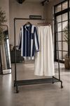 Çizgili cep detaylı oversize kadın gömlek DKMRS012