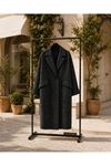 Kadın balıksırtı desenli oversize kaşe kaban DKHF033