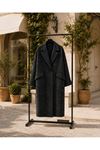Kadın balıksırtı desenli oversize kaşe kaban DKHF033