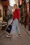 Kadın yıldız baskılı kapüşonlu oversize sweatshirt CLT030