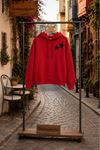 Kadın yıldız baskılı kapüşonlu oversize sweatshirt CLT030
