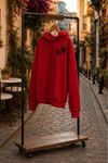 Kadın yıldız baskılı kapüşonlu oversize sweatshirt CLT030