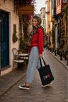 Kadın yıldız baskılı kapüşonlu oversize sweatshirt CLT030