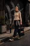 Düğmeli volan detaylı peplum triko hırka CLT031