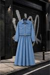 Fermuarlı ceketli denim uzun etek takım TG026