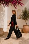 Kadın kısa blazer ceket bol paça pantolon ikili takım EFL020