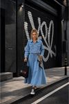 Fermuarlı ceketli denim uzun etek takım TG026