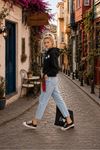 Kadın yıldız baskılı kapüşonlu oversize sweatshirt CLT030