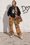 Kadın Siyah Ayıcık Baskılı Bisiklet Yaka Oversize Sweatshirt DKHF038