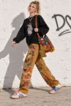 Kadın Siyah Ayıcık Baskılı Bisiklet Yaka Oversize Sweatshirt DKHF038