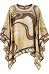 Kadın bej etnik desenli oversize bluz DKHF045