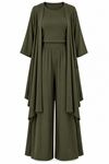 Kadın haki hırkalı crop bluz bol paça pantolon üçlü takım FRW005