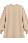 Kadın bej oversize fiyonk detaylı sweat tunik TG013