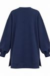 Kadın lacivert oversize fiyonk detaylı sweat tunik TG013
