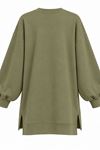 Kadın yeşil oversize fiyonk detaylı sweat tunik TG013