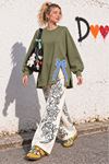Kadın yeşil oversize fiyonk detaylı sweat tunik TG013